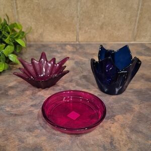 RETIRED Set of Three Glass Decorative Candleholders